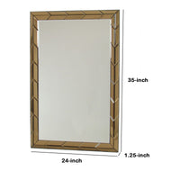 Rectangular Wood Frame Beveled Mirror, Brown and Silver - BM229406