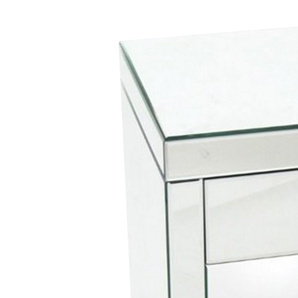 26 Inch Beveled Mirror Chest with 1 Drawer, Silver - BM229416