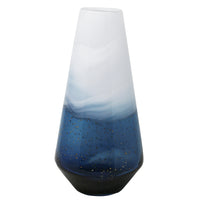 Conical Glass Vase with Swirl Pattern, Blue and White - BM229504