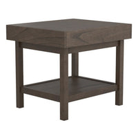 Rectangular Wooden Top End Table with 1 Hidden Drawer, Taupe Gray - BM229635