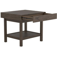 Rectangular Wooden Top End Table with 1 Hidden Drawer, Taupe Gray - BM229635