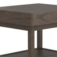 Rectangular Wooden Top End Table with 1 Hidden Drawer, Taupe Gray - BM229635