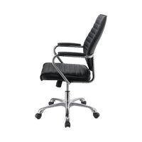 Leatherette Office Swivel Chair with Padded Arms, Black and Chrome - BM229662