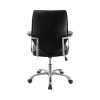 Leatherette Office Swivel Chair with Padded Arms, Black and Chrome - BM229662