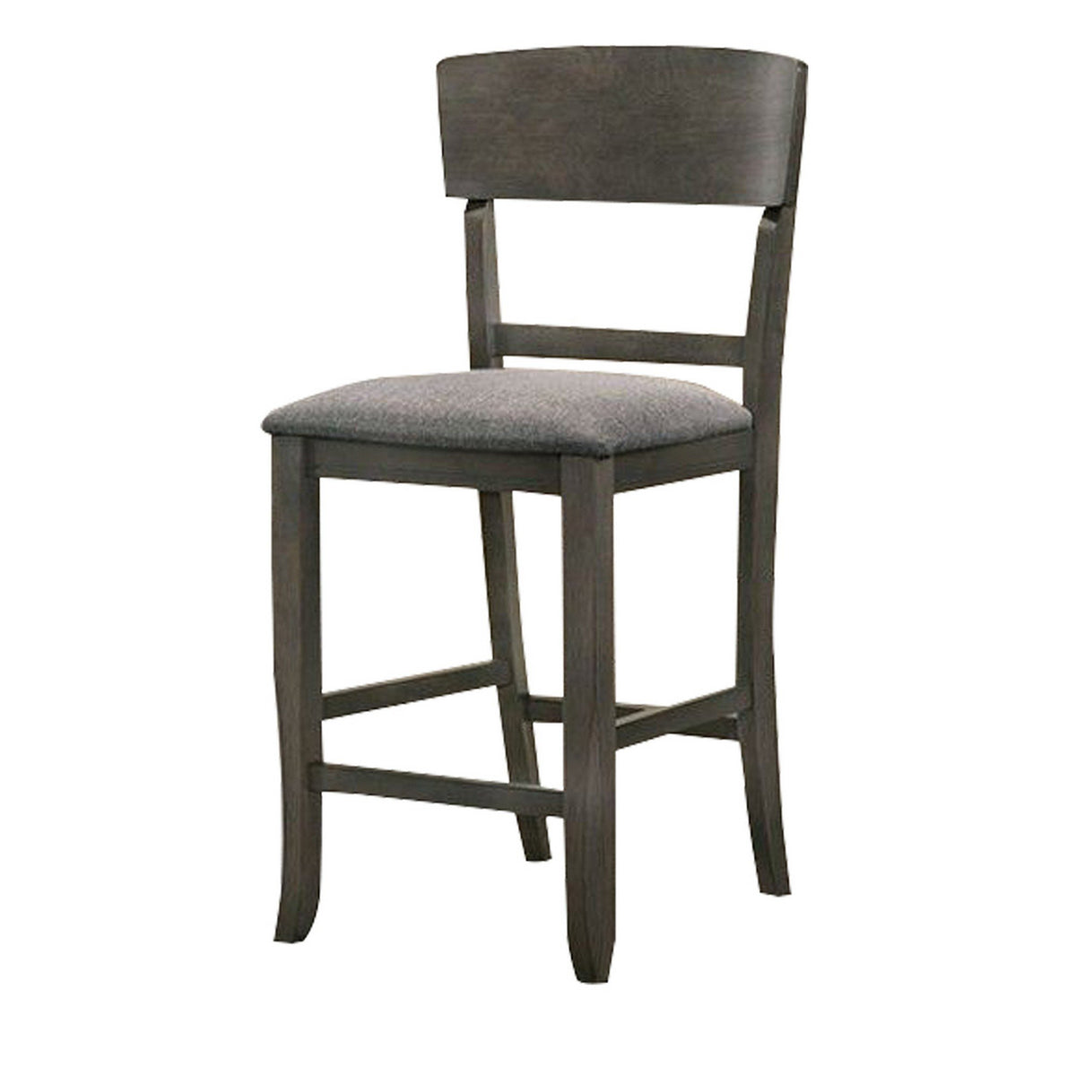 Wooden Counter Height Chair with Curved Back, Set of 2, Charcoal Gray - BM230035