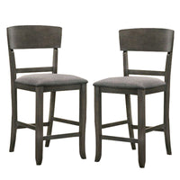Wooden Counter Height Chair with Curved Back, Set of 2, Charcoal Gray - BM230035