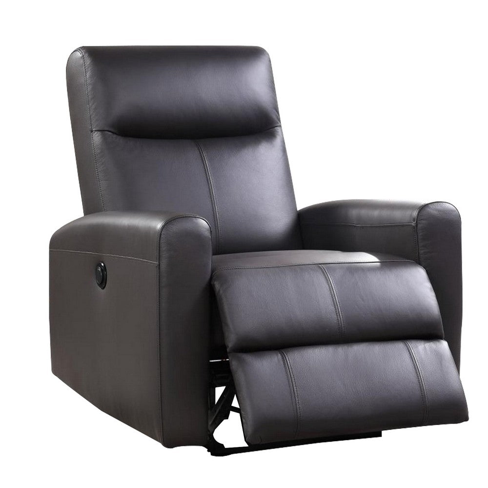 Leatherette Power Recliner with Tufted Back, Brown - BM230146