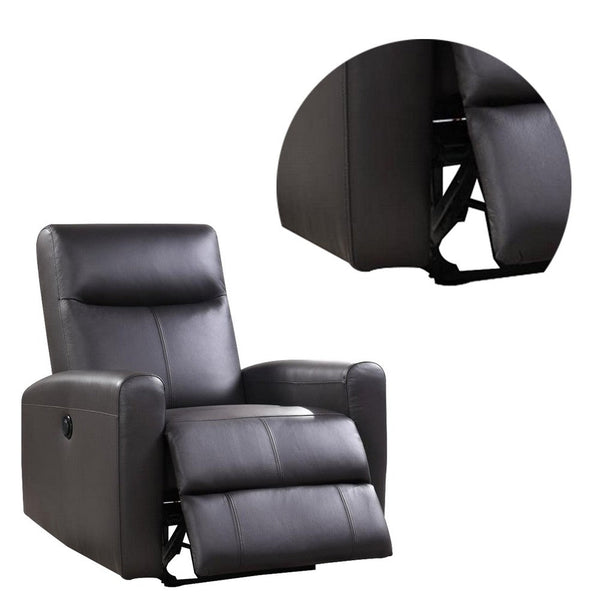 Leatherette Power Recliner with Tufted Back, Brown - BM230146