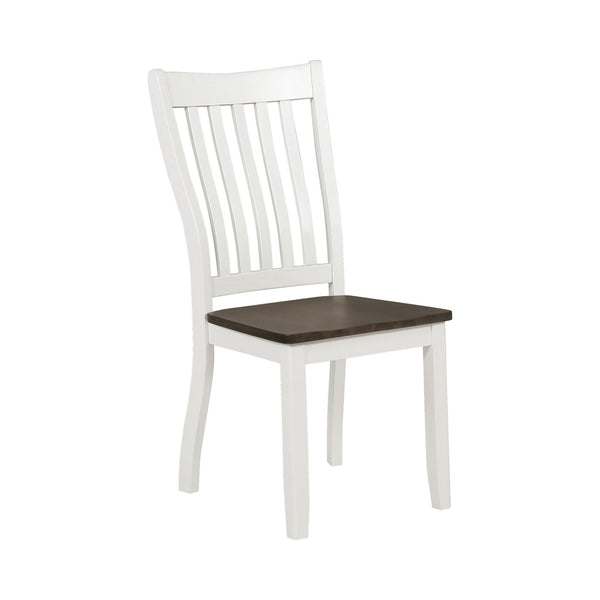 Farmhouse Wooden Dining Chair with Slatted Back, Set of 2, White and Brown - BM230304