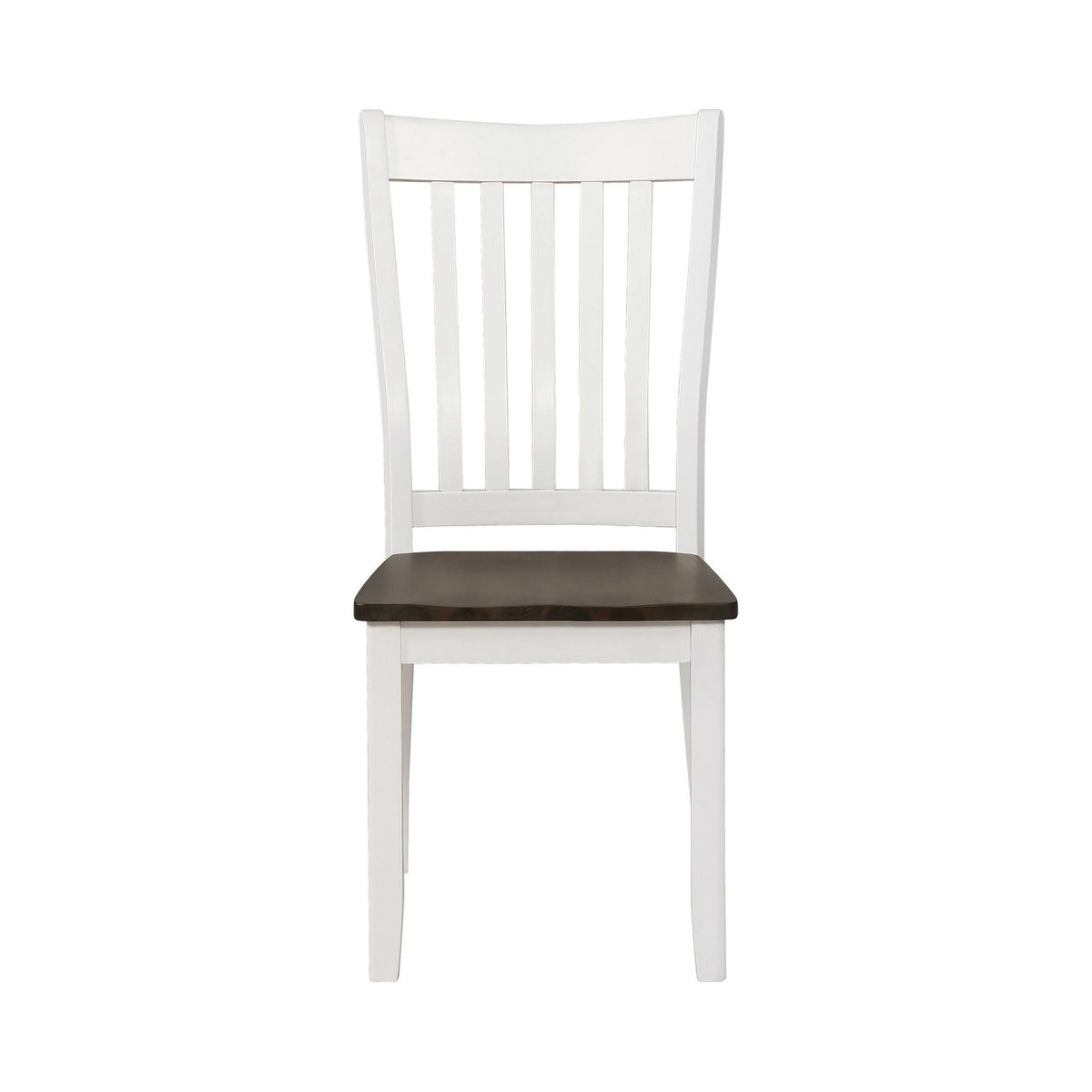 Farmhouse Wooden Dining Chair with Slatted Back, Set of 2, White and Brown - BM230304