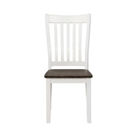 Farmhouse Wooden Dining Chair with Slatted Back, Set of 2, White and Brown - BM230304