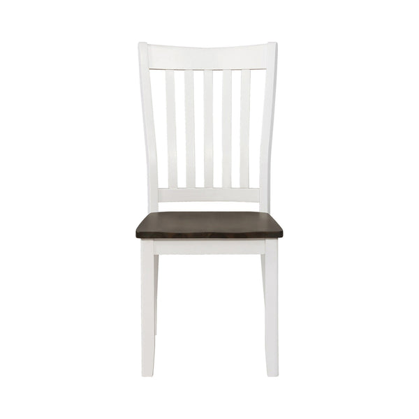 Farmhouse Wooden Dining Chair with Slatted Back, Set of 2, White and Brown - BM230304