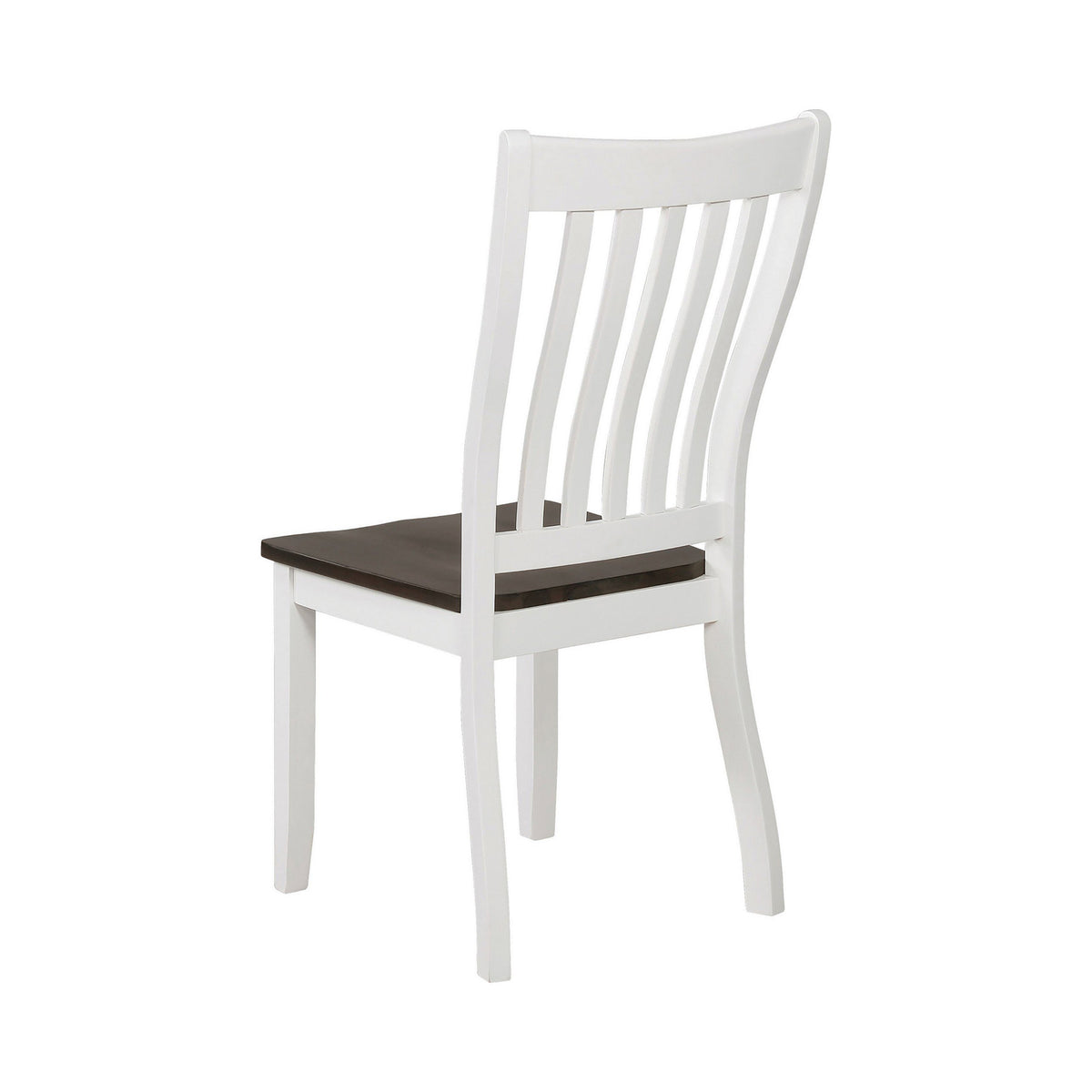 Farmhouse Wooden Dining Chair with Slatted Back, Set of 2, White and Brown - BM230304