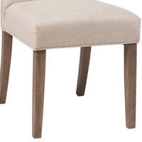 Fabric Dining Chair with Button Tufted Back, Set of 2, Beige - BM230315