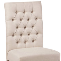 Fabric Dining Chair with Button Tufted Back, Set of 2, Beige - BM230315