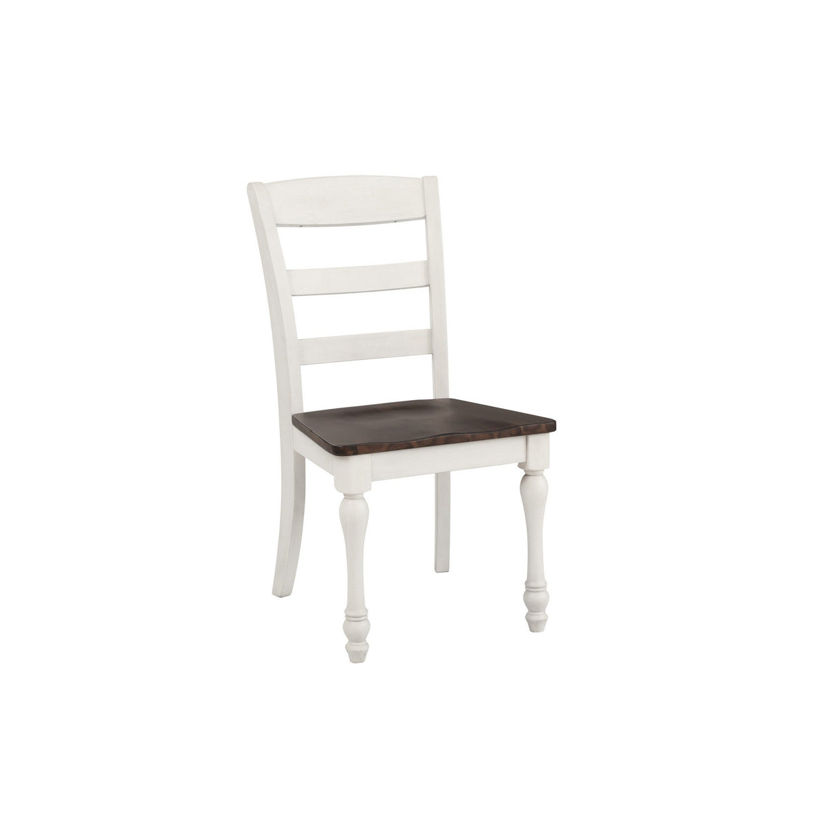 Wooden Side Chair with Ladder Back, Set of 2, White and Brown - BM230346