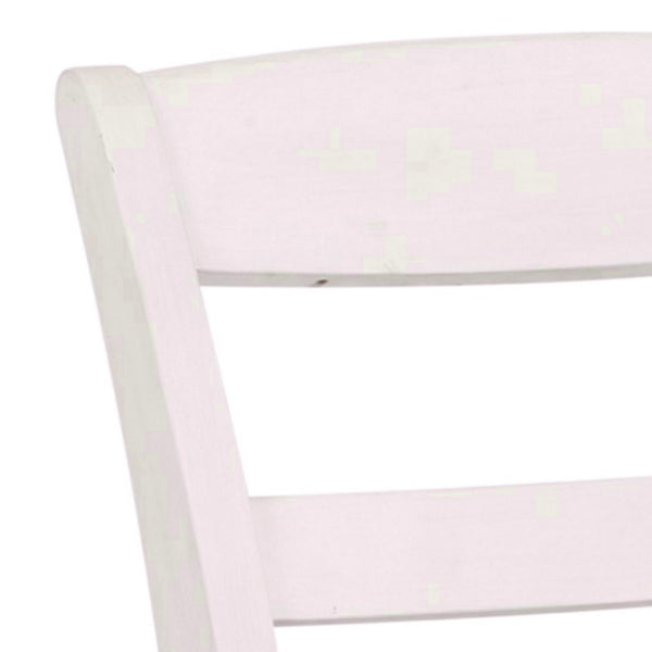 Wooden Side Chair with Ladder Back, Set of 2, White and Brown - BM230346