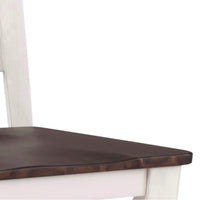 Wooden Side Chair with Ladder Back, Set of 2, White and Brown - BM230346