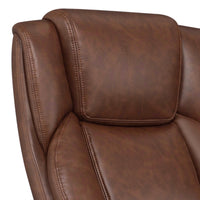 Leatherette Office Chair with Cushioned Back and Metal Star Base, Brown - BM230362