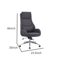 High Cushioned Tufted Back Fabric Office Chair with Star Base, Gray - BM230363