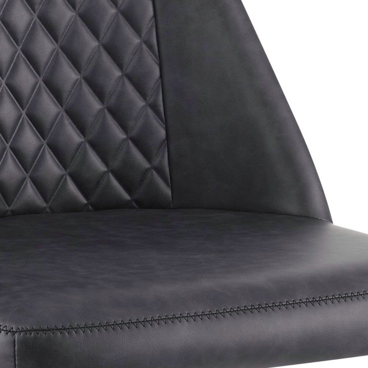 Diamond Pattern Stitched Leatherette Office Chair with Star Base, Gray - BM230364