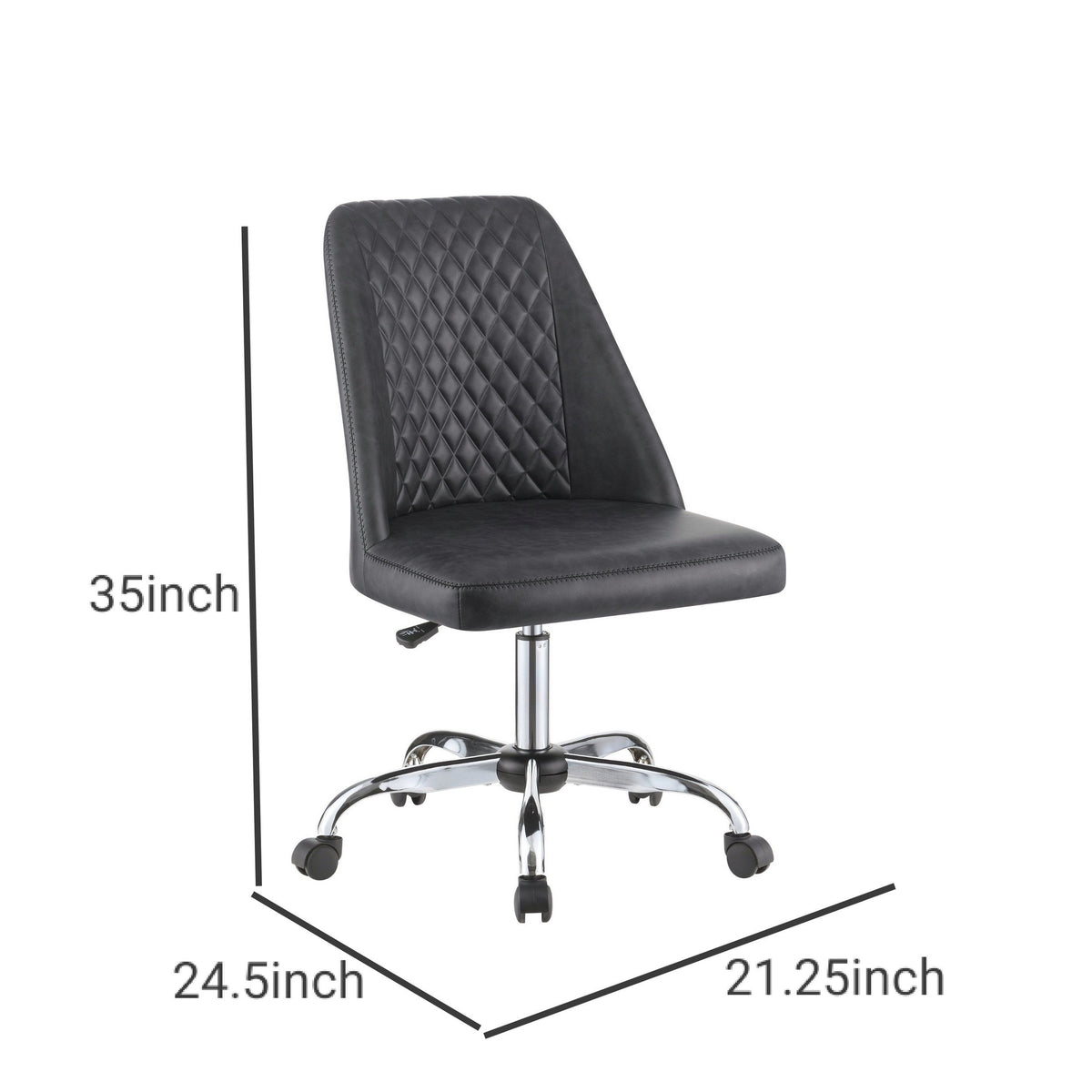 Diamond Pattern Stitched Leatherette Office Chair with Star Base, Gray - BM230364