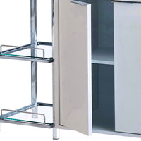 6 Glass Shelf Metal Frame Bar Cabinet with Power Outlet, Clear and Chrome - BM230376