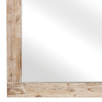 Wooden Frame Mirror with Hewn Saw Details, Light Brown - BM230384