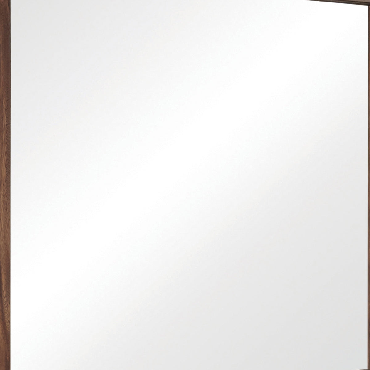 44 Inch Rectangular Wood Frame Mirror, Brown - BM230392