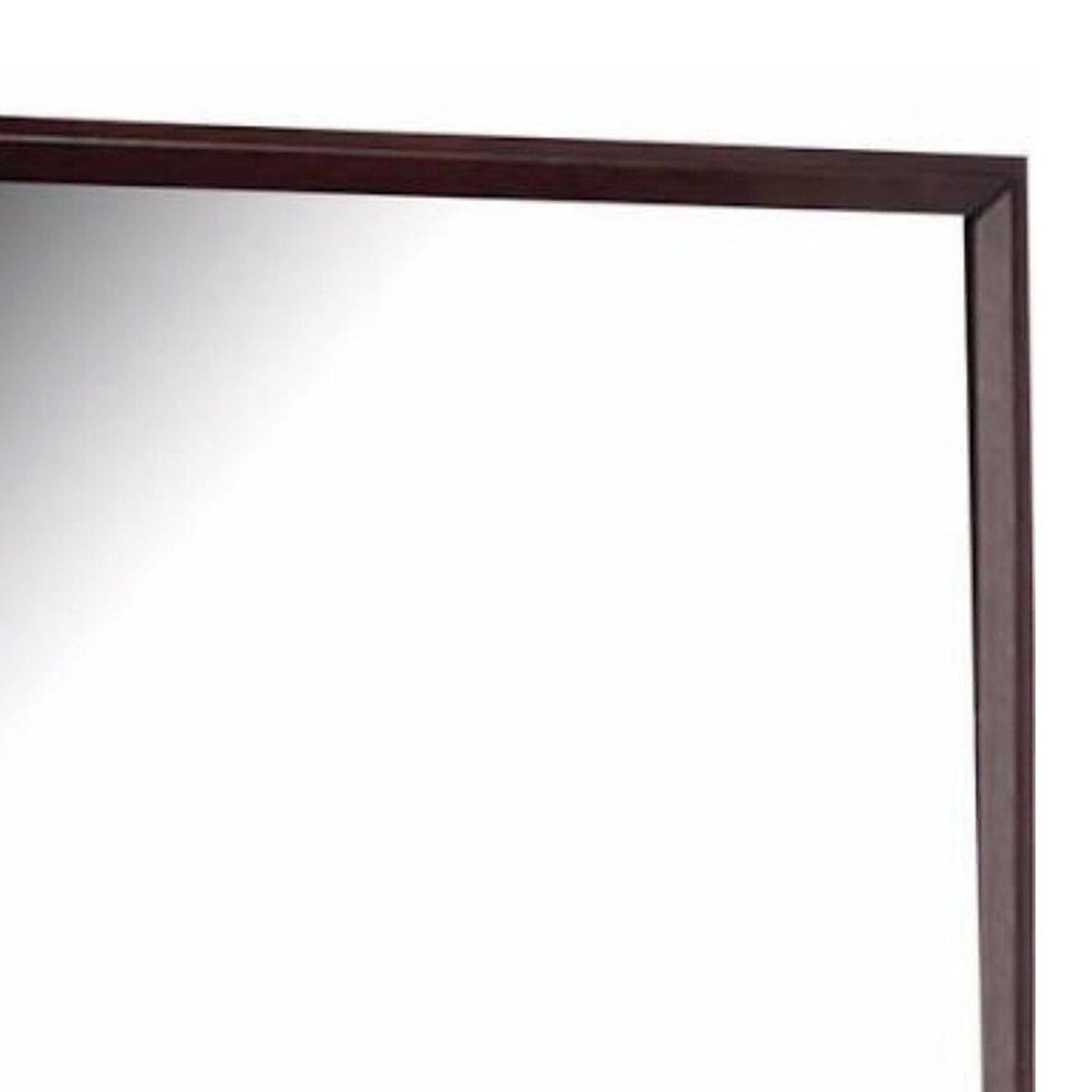 45 Inch Rectangular Wood Frame Mirror, Dark Brown - BM230414