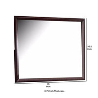 45 Inch Rectangular Wood Frame Mirror, Dark Brown - BM230414