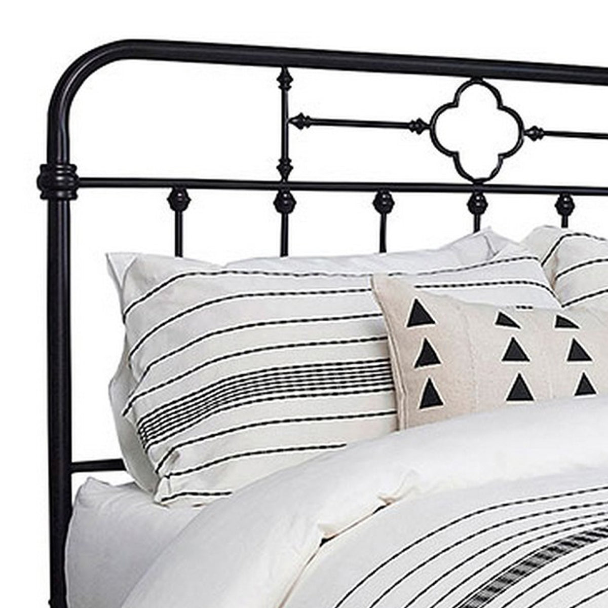 Open Tubular Frame Metal Queen Bed, Black - BM230416