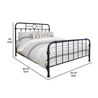 Open Tubular Frame Metal Queen Bed, Black - BM230416