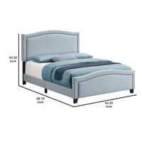 Fabric Upholstered Curved Design Queen Bed, Blue - BM230417