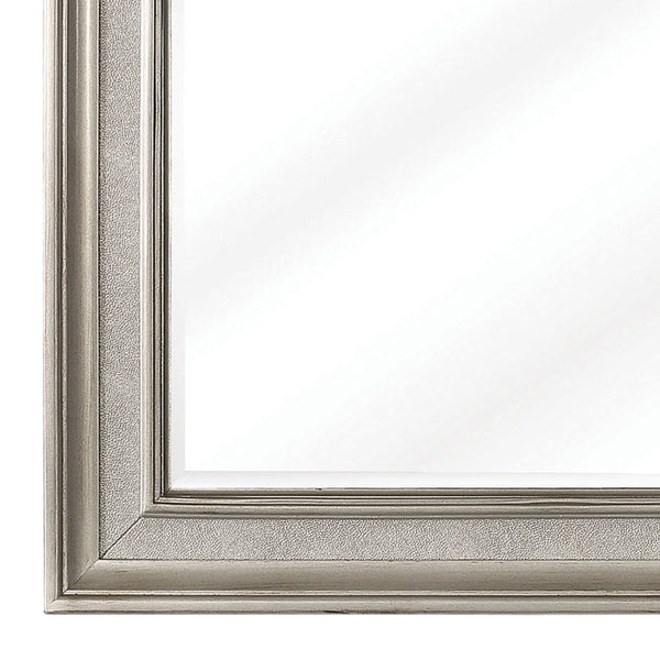 46 Inch Wooden Frame Arched Mirror, Silver - BM230423