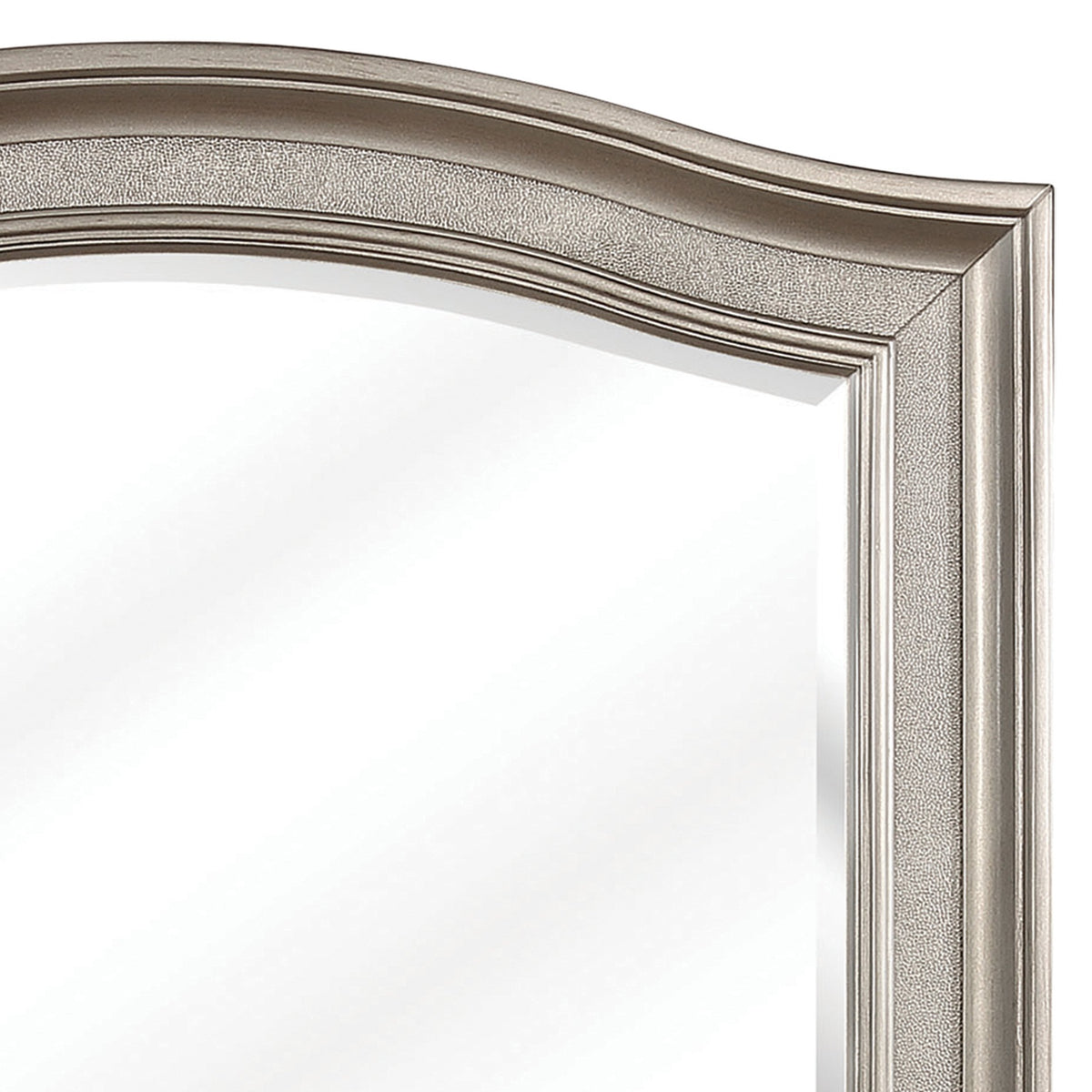 46 Inch Wooden Frame Arched Mirror, Silver - BM230423