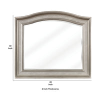 46 Inch Wooden Frame Arched Mirror, Silver - BM230423