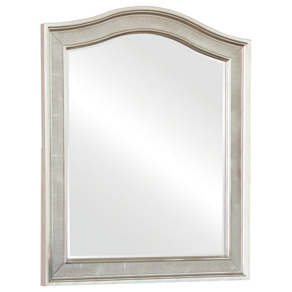 36 Inch Wooden Frame Arched Vanity Mirror, Silver - BM230424