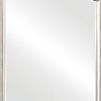 36 Inch Wooden Frame Arched Vanity Mirror, Silver - BM230424