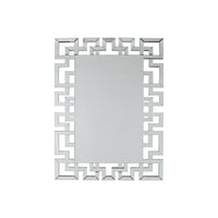 47 Inches Greek Key Design Accent Mirror, Silver - BM230905