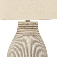 Drum Shade Table Lamp with Paper Composite Base, Beige - BM230940