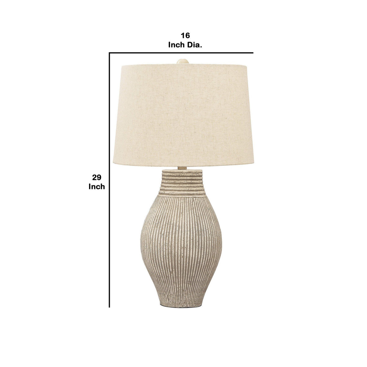 Drum Shade Table Lamp with Paper Composite Base, Beige - BM230940