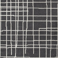 84 x 60 Inches Polypropylene Rug with Abstract Lines, White and Black - BM230960