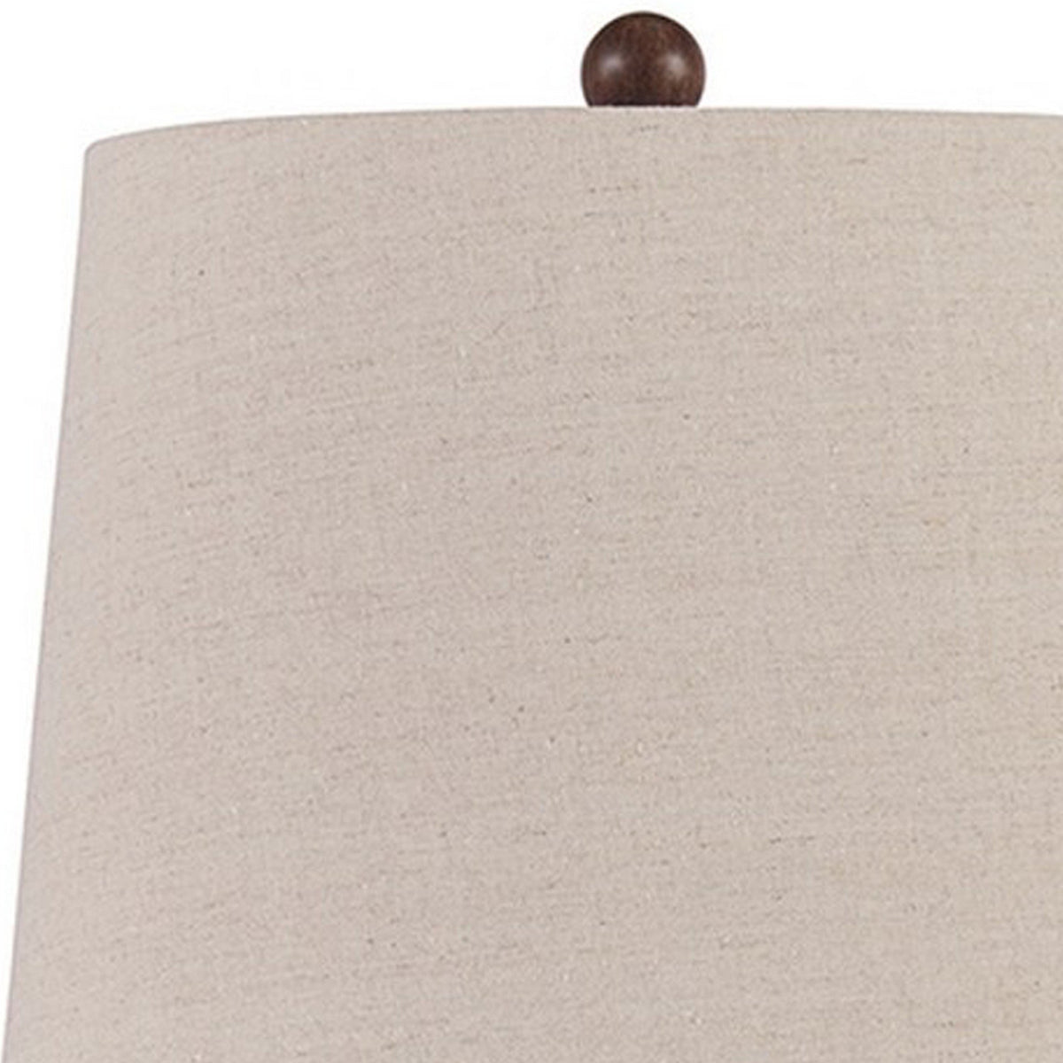 Tapered Fabric Shade Table Lamp with Turned Base, Set of 2, Gray and Brown - BM230966