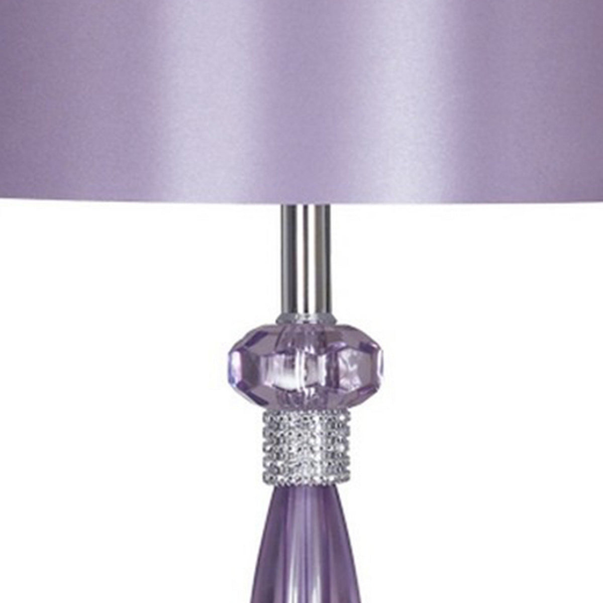 Acrylic and Metal Base Table Lamp with Fabric Shade, Purple - BM230989