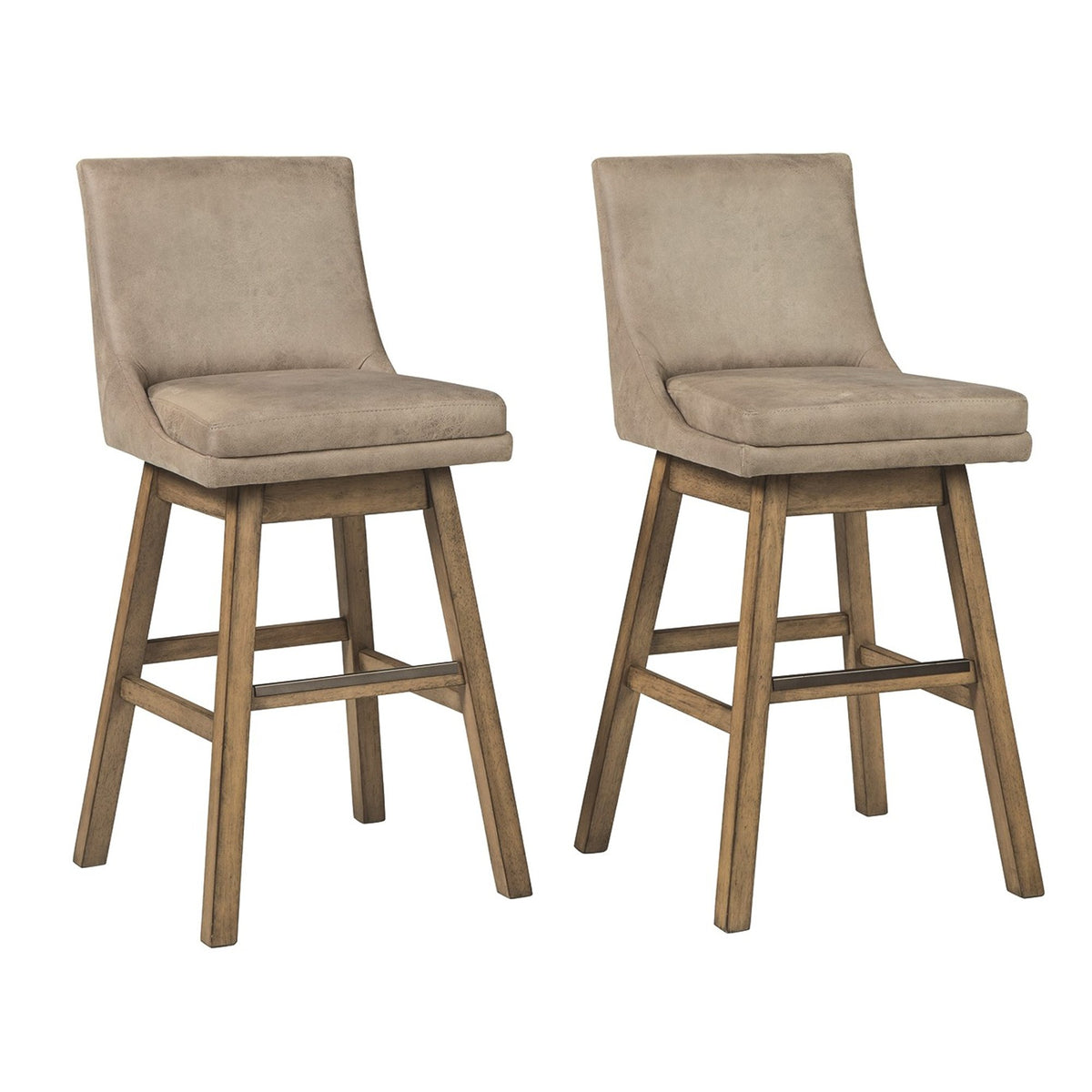 43 Inch Leatherette Padded Swivel Barstool, Set of 2, Beige - BM231378