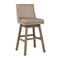 43 Inch Leatherette Padded Swivel Barstool, Set of 2, Beige - BM231378