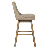 43 Inch Leatherette Padded Swivel Barstool, Set of 2, Beige - BM231378