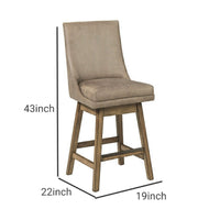 43 Inch Leatherette Padded Swivel Barstool, Set of 2, Beige - BM231378