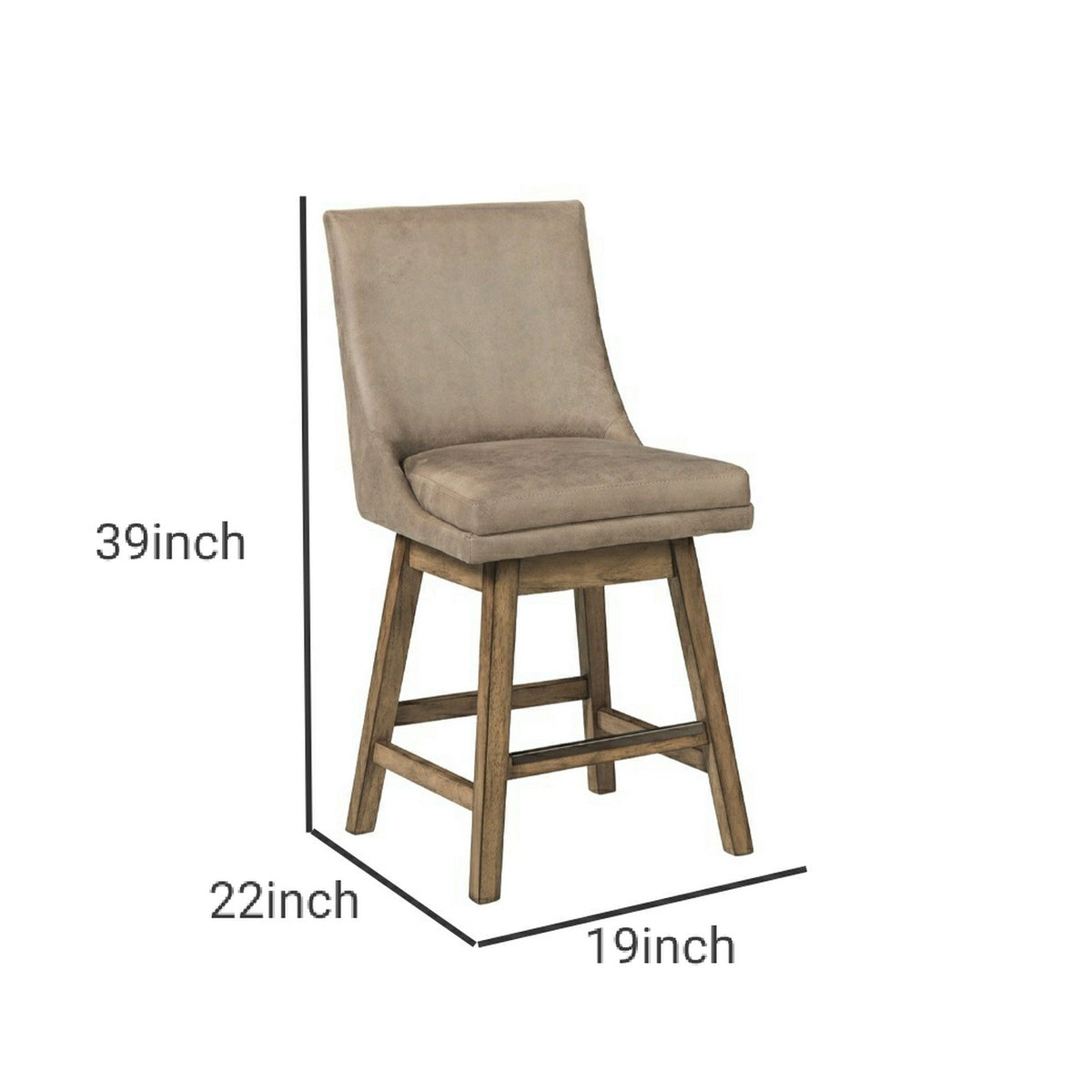 39 Inch Fabric Padded Swivel Barstool, Set of 2, Light Gray - BM231380